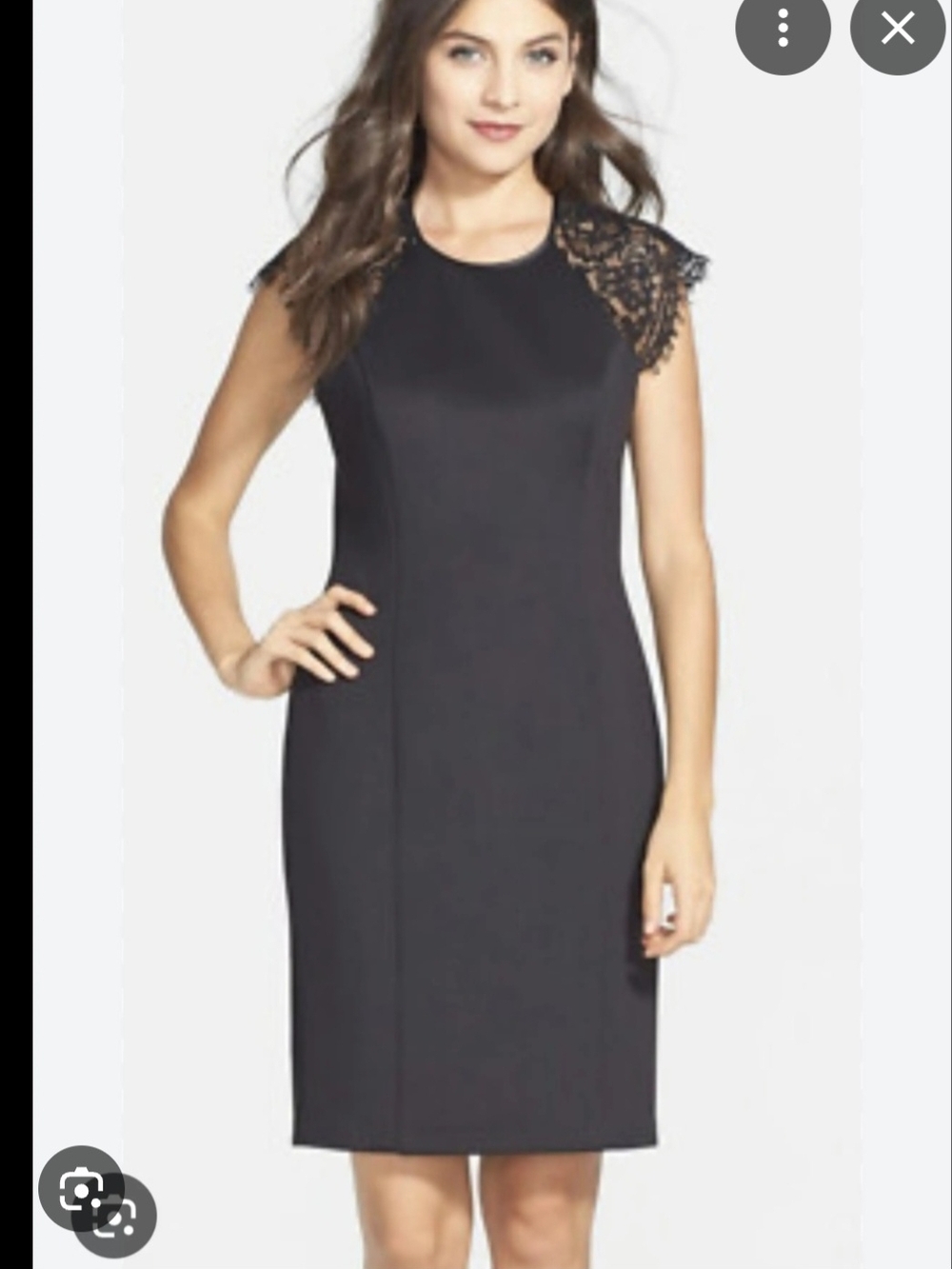 Vince Camuto Women's Black Scuba Cap Lace Sleeves Size 10
